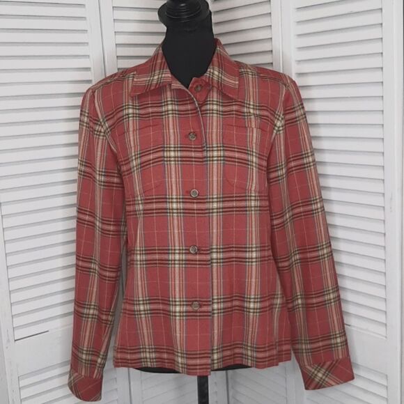 Evan Picone Tops - Evan Picone Ladies Pink Flannel Shirt
